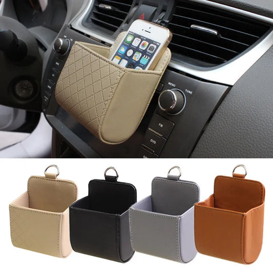 Car Storage Bag Air Vent Dashboard Tidy Hanging Leather